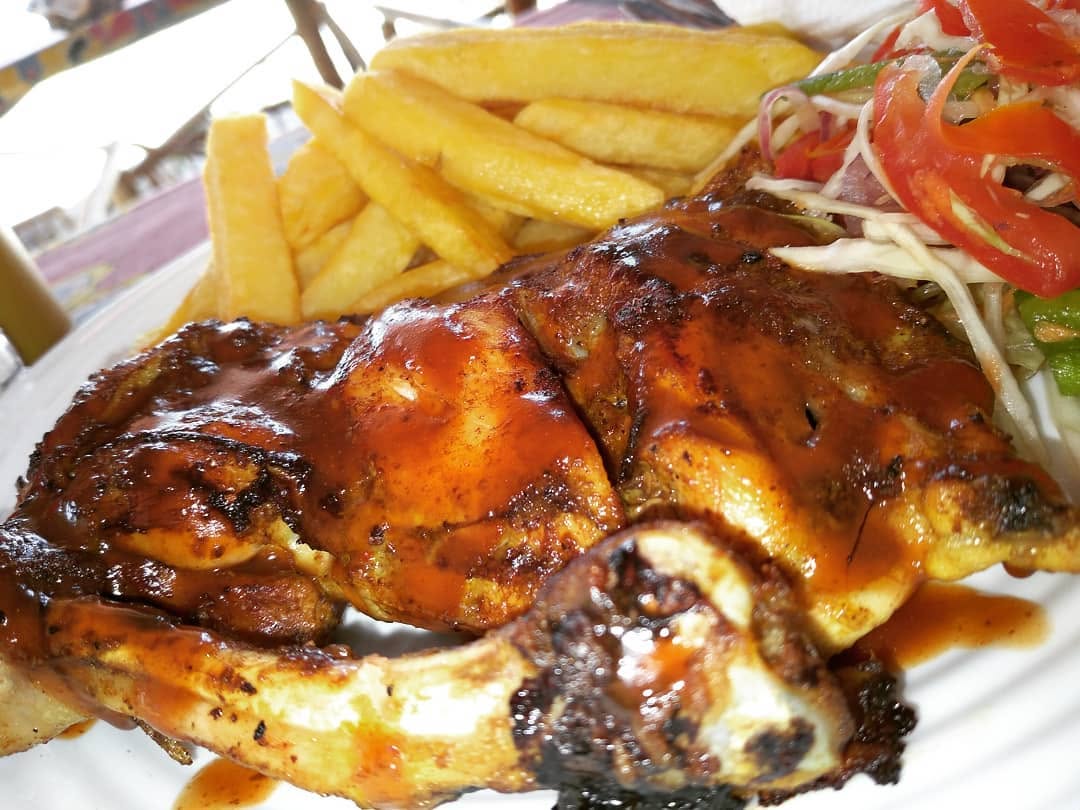 Grilled chicken served at Chill Spot Diani